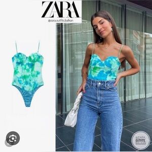 Zara Women’s Satin Effect Bustier Bodysuit